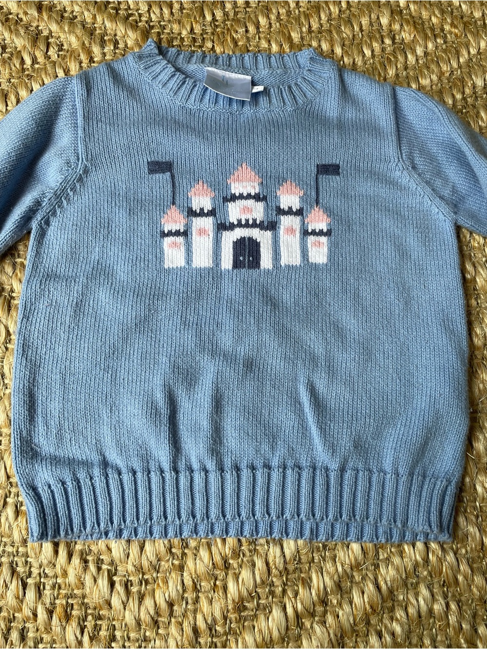 Little English blue pink fairytale castle or Disney castle sweater size 4